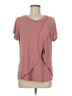 Women's Dusty Rose Short Sleeve Draped Front Top